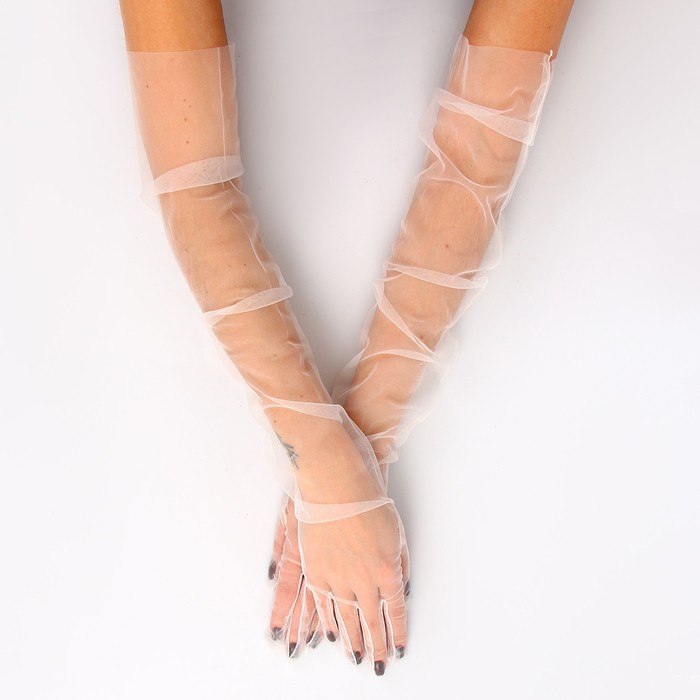 Карнавальный аксессуар- перчатки прозрачные, цвет белый цена и фото