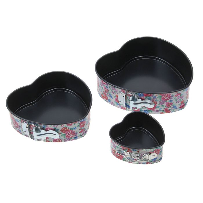 Набор форм для выпечки разъемных "Розы. Сердце", 3 шт: 11/18/22 см, с антипригарным покрытием