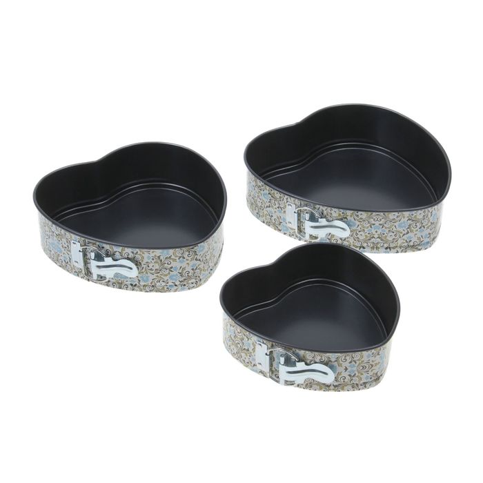 Набор форм для выпечки разъемных "Хортенс. Сердце", 3 шт: 18/22/25 см, антипригарное покрытие