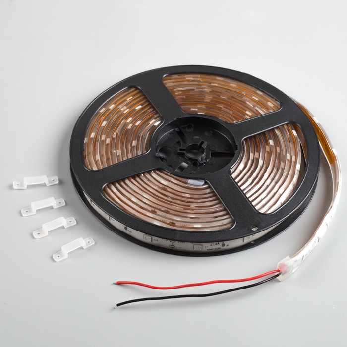 Светодиодная лента 12В, SMD5050, 5 м, IP68, 30 LED, 7.2 Вт/м, 14-16 Лм/1 LED, DC, ЖЁЛТЫЙ