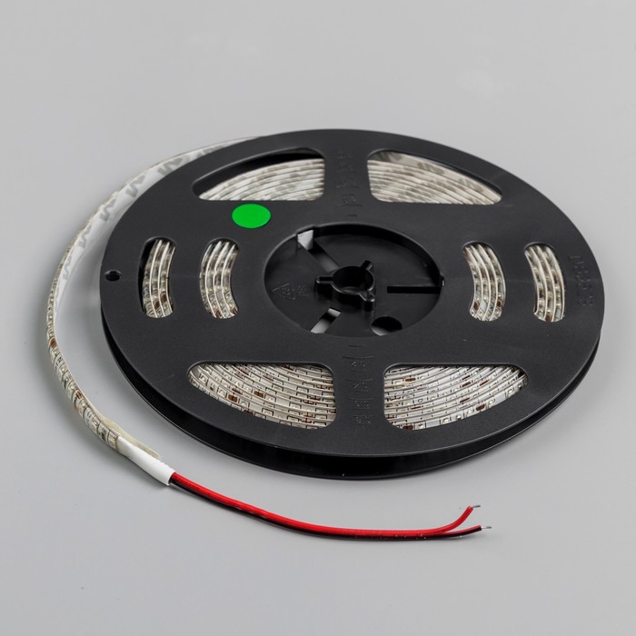 Светодиодная лента 12В, SMD3528, 5 м, IP65, 120 LED, 9.6 Вт/м, 6-7 Лм/1 LED, DC, ЗЕЛЁНЫЙ
