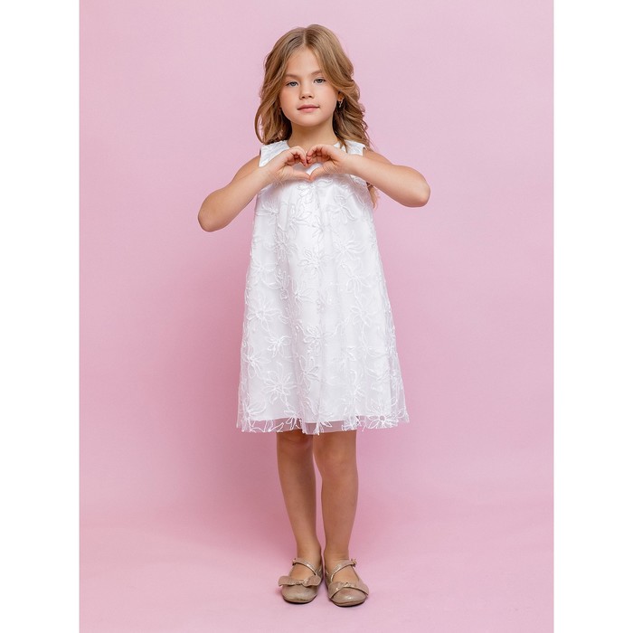 Платье для девочки, рост 110 см, цвет белый
