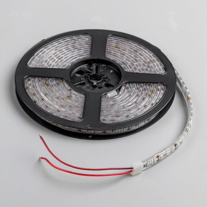 Светодиодная лента 12В, SMD3528, 5 м, IP68, 120 LED, 9.6 Вт/м, 6-7 Лм/1 LED, DC, КРАСНЫЙ