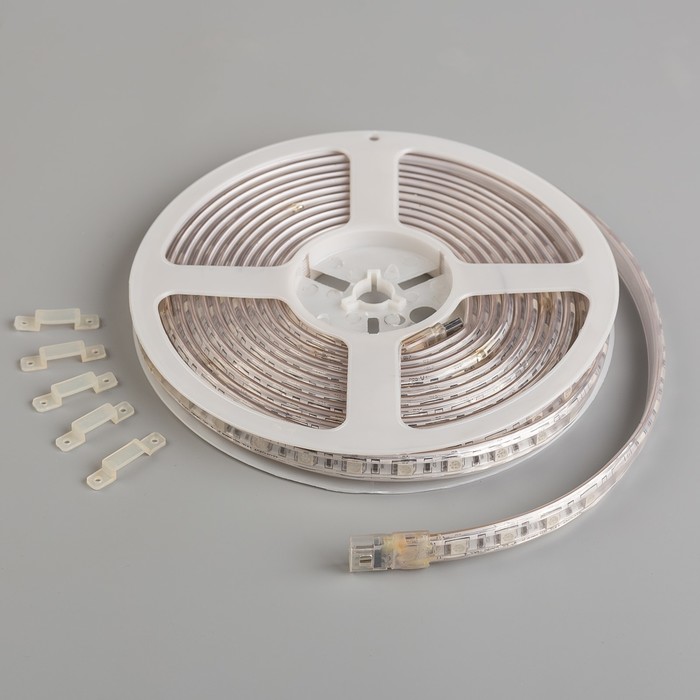 Светодиодная лента 220В, SMD5050, 5 м, IP65, 60 LED, 11 Вт/м, 16-18 Лм/1 LED, AC, КРАСНЫЙ