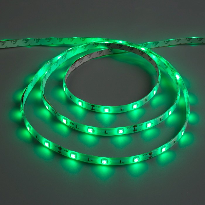 Светодиодная лента 12В, SMD5050, 5 м, IP65, 30 LED, 7.2 Вт/м, 14-16 Лм/1 LED, DC, ЗЕЛЁНЫЙ