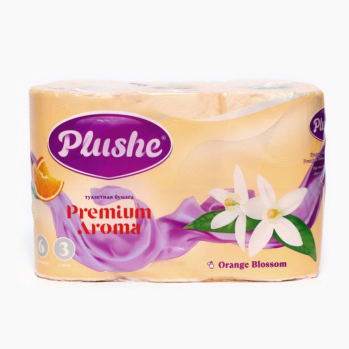 фото Туалетная бумага plushe premium aroma orange blossom, 3 слоя 6 рулонов