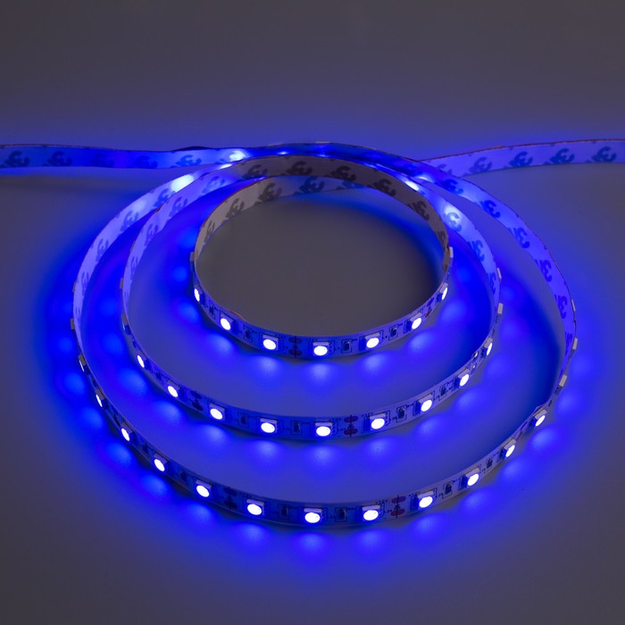 Светодиодная лента 12В, SMD5050, 5 м, IP33, 60 LED, 14.4 Вт/м, 14-16 Лм/1 LED, DC, СИНИЙ