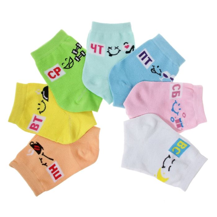 Носки неделька "Collorista" женские, 7 шт.,р-р 36-39, 75% хлопок, 20% полиамид, 5% эластан