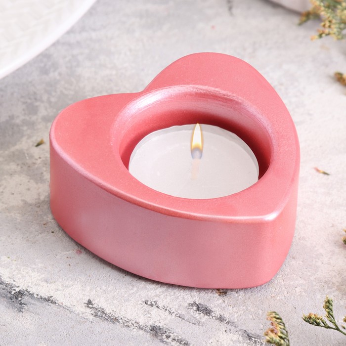 

Подсвечник "Сердце малое. Мрамор" из гипса,7х3см,розовый