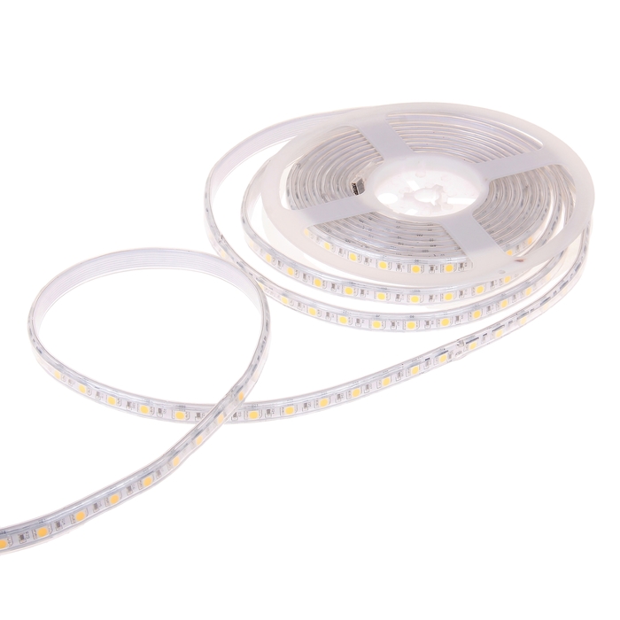 Светодиодная лента 220В, SMD3528, 5 м, IP65, 60 LED, 3.3 Вт/м, 6-7 Лм/1 LED, AC, КРАСНЫЙ