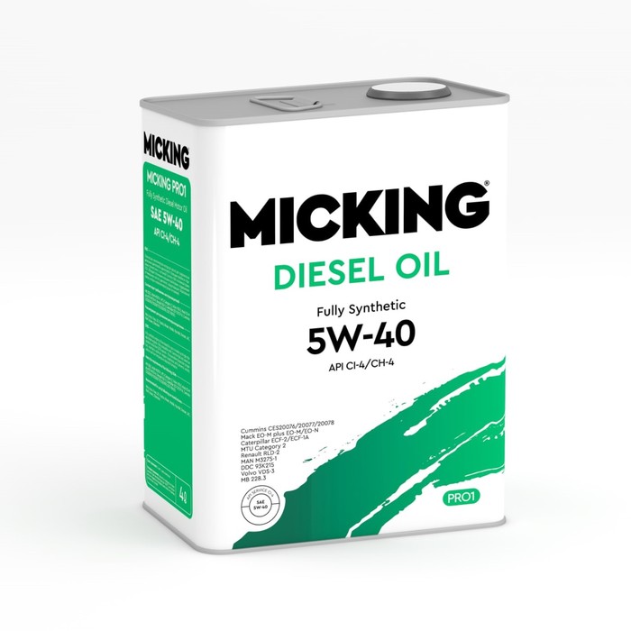 цена Масло моторное Micking Diesel Oil PRO1, 5W-40 CI-4/CH-4, синтетическое, 4 л