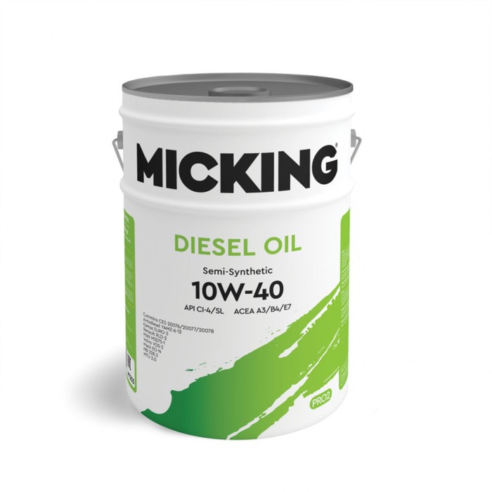 

Масло моторное Micking Diesel Oil PRO2, 10W-40 API CI-4/SL, полусинтетическое, 20 л