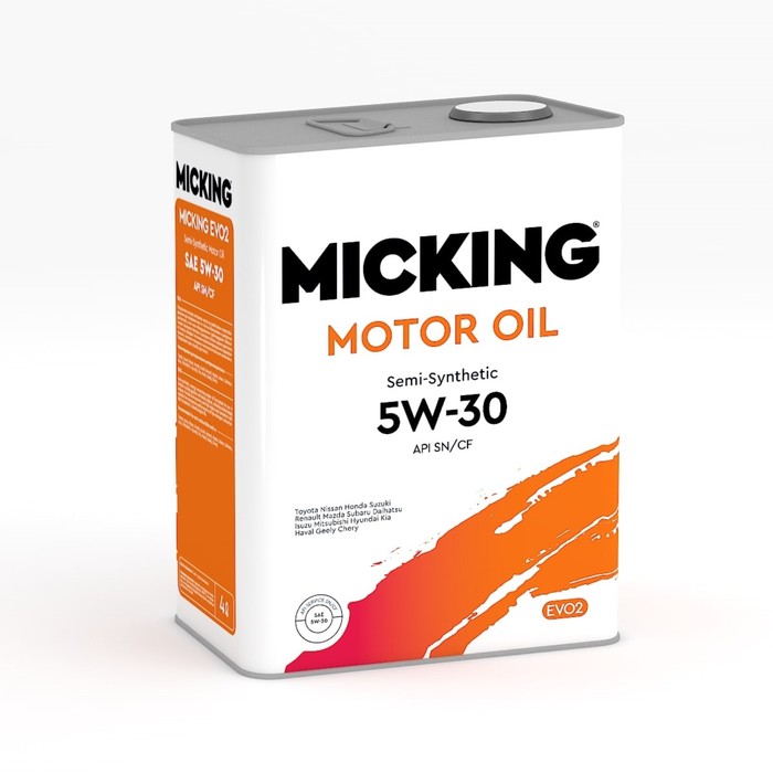 Масло моторное Micking Motor Oil EVO2, 5W-30 SN/CF, минеральное, 4 л micking моторное масло micking evo2 5w 30 1 л