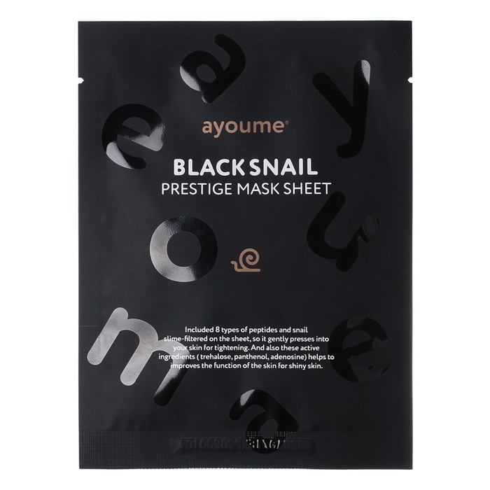 Маска тканевая Ayoume Black Snail Prestige Mask Sheet с муцином чёрной улитки 20 мл 48₽