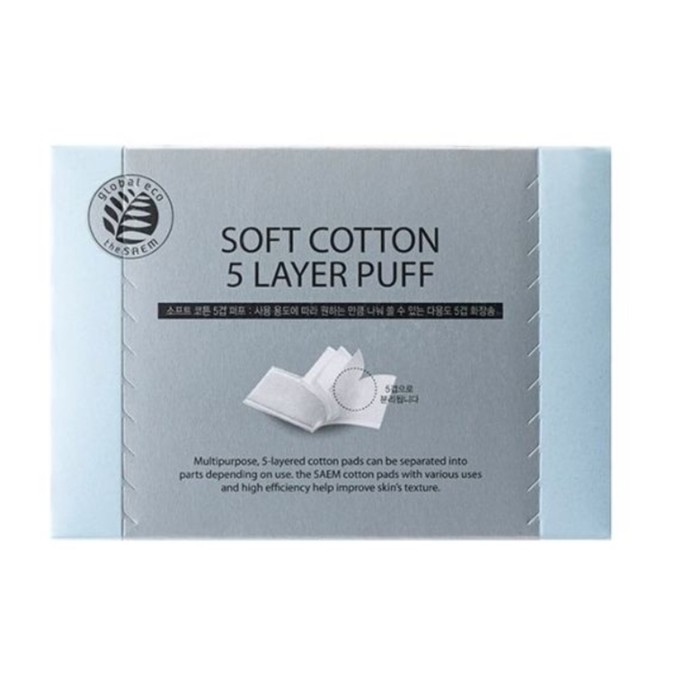 

Пэды для лица хлопковые The Saem Soft Cotton 5 Layer Puff, 80 шт