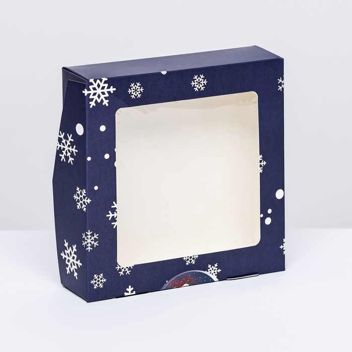 Коробка складная с окном Метель, 15 х 15 х 4 см коробка складная с окном снеговик 15 х 15 х 4 см