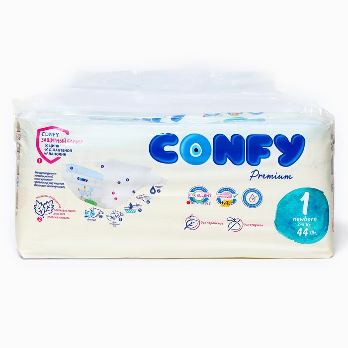 

Подгузники CONFY Premium NB 2-5 кг (размер 1) 44 шт