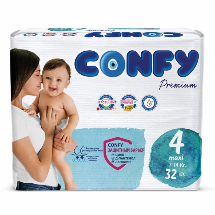 

Подгузники CONFY Premium 7-14 кг (размер 4) 32 шт