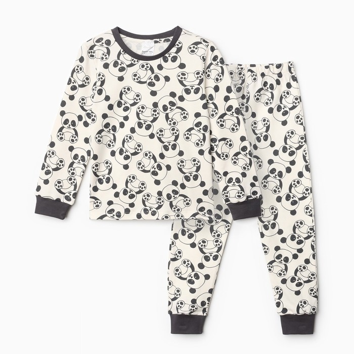 Пижама детская, цвет молочный/серый, рост 110-116 см пижама детская цвет молочный корги рост 110 см