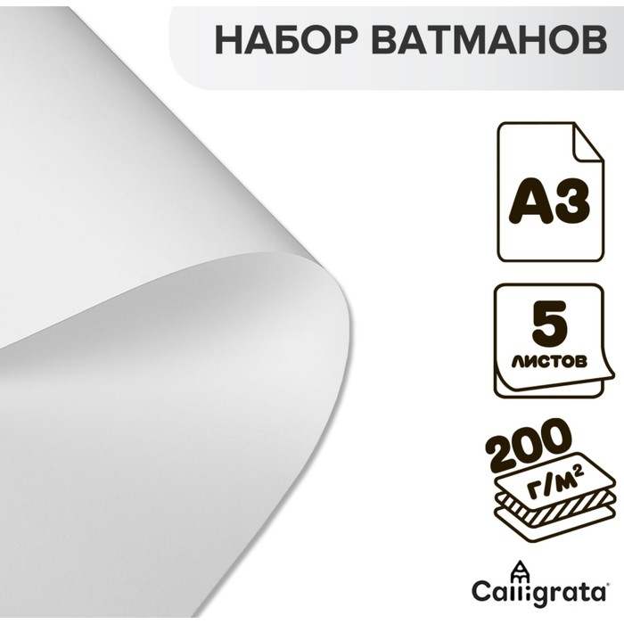 

Набор ватманов чертёжных А3, 200 г/м², 5 листов