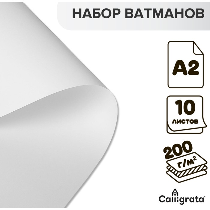 Набор ватманов чертёжных А2, 200 г/м², 10 листов