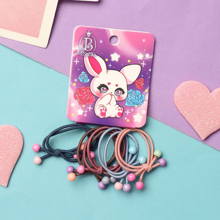 

Резинка для волос "Комиксы" (набор 5 шт) зайка, 3 см, микс