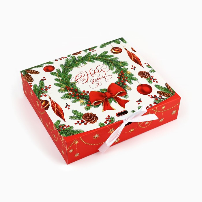 коробка складная теропром 7007606 двухсторонняя winter 20 × 18 × 5 см Коробка складная двухсторонняя «Новогодние игрушки», 20 х 18 х 5 см