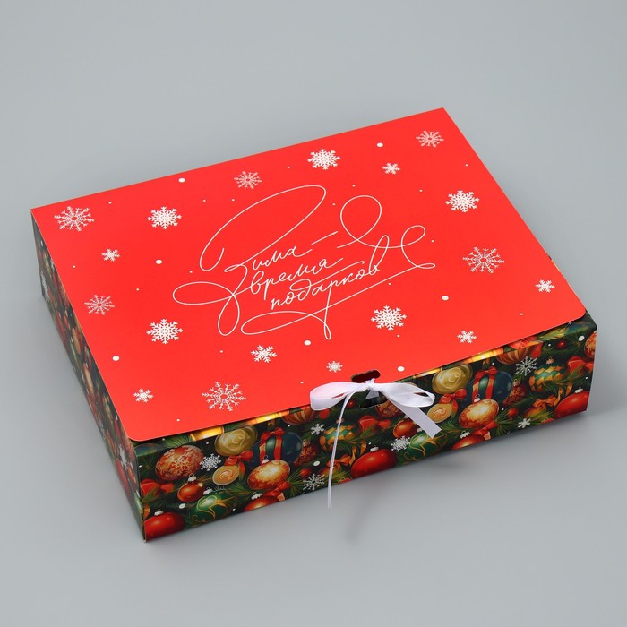 Коробка подарочная «Новогодние игрушки», 31 х 24.5 х 8 см подарочная коробка новогодние маршруты 29 х 9 х 25 см