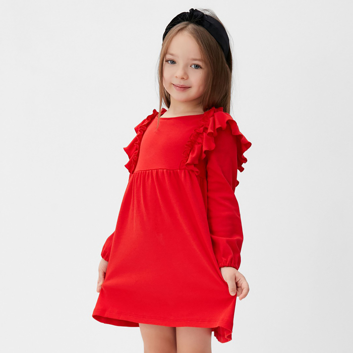 Платье детское с рюшами KAFTAN  р.30 (98-104 см) красный