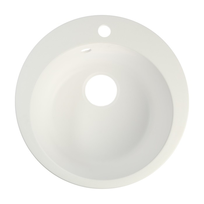 Мойка для кухни из камня ZEIN 30/G31, d=475 мм, круглая, перелив, цвет белый