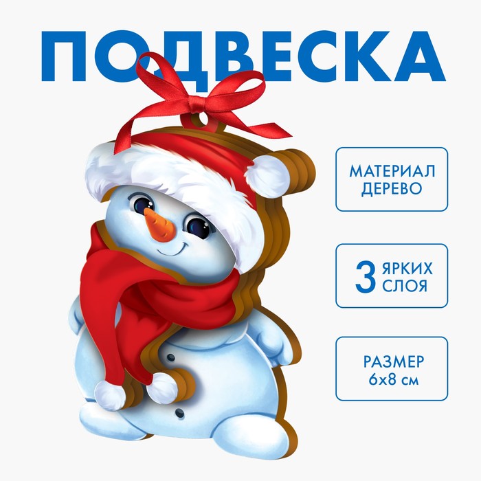 подвеска новогодняя снеговик Новогодняя сборная подвеска на ёлку «Новый год! Снеговик»
