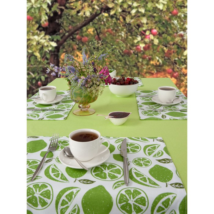 

Набор кухонный скатерть, подставки Mojito, размер 110х140 см, 35х45 см - 4 шт, цитрус, зеленый 102