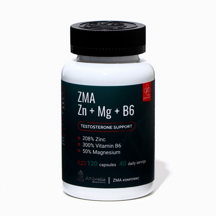 Комплекс витаминов для повышения уровня тестостерона Zn + Mg +B6, 120 капсул комплекс для увеличения мужских гормонов zn b6 120 капсул