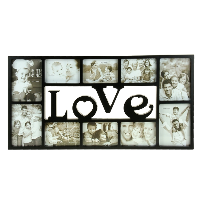 Фоторамка на 10 фото LOVE, черная, 10х15 см, 13х18 см