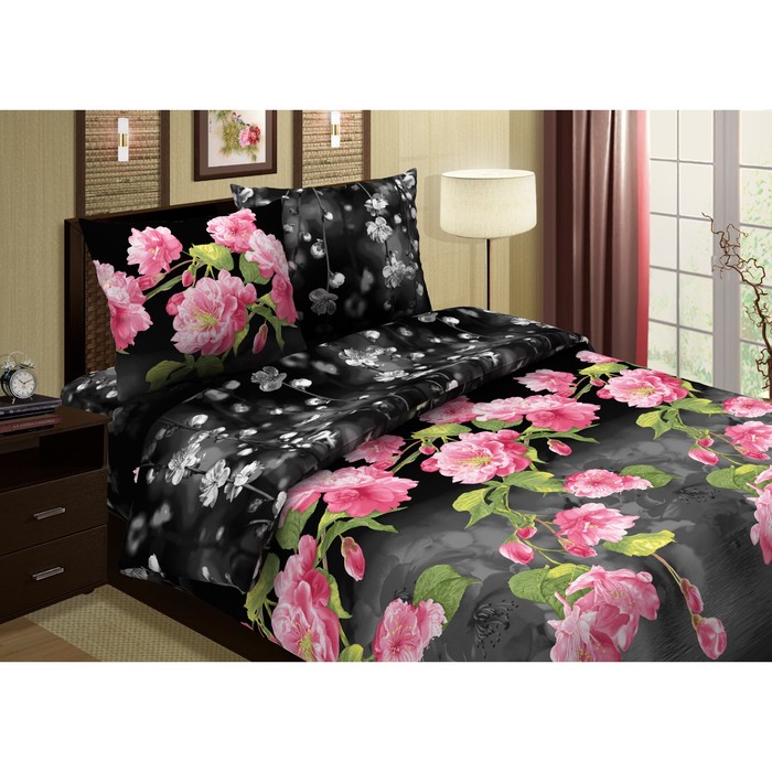 Постельное бельё евро"Pastel: Южная ночь", цвет чёрный, 200х217, 220х240, 70х70см - 2 шт