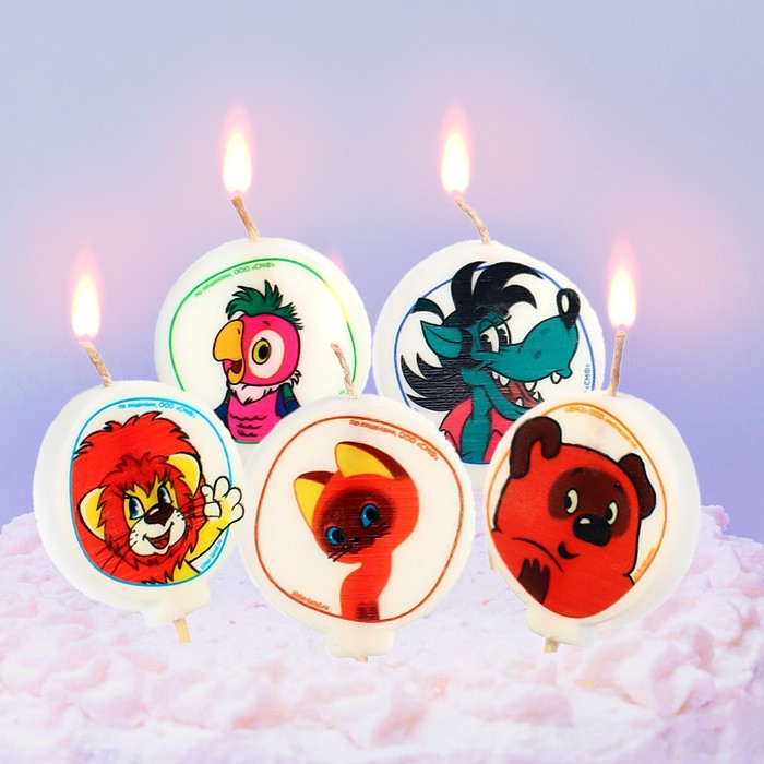 Свеча для торта С Днем Рождения!, 5 штук, Союзмультфильм свеча для торта с днем рождения 5 штук микки маус
