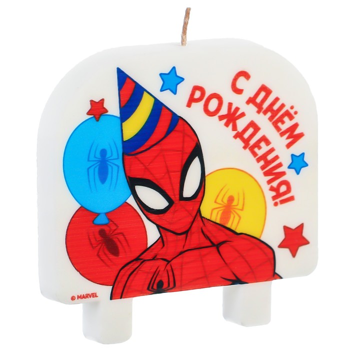 Свеча для торта С Днем Рождения!, 8 х 8 см, Человек-паук свеча marvel в торт с днем рождения человек паук 8×8 см