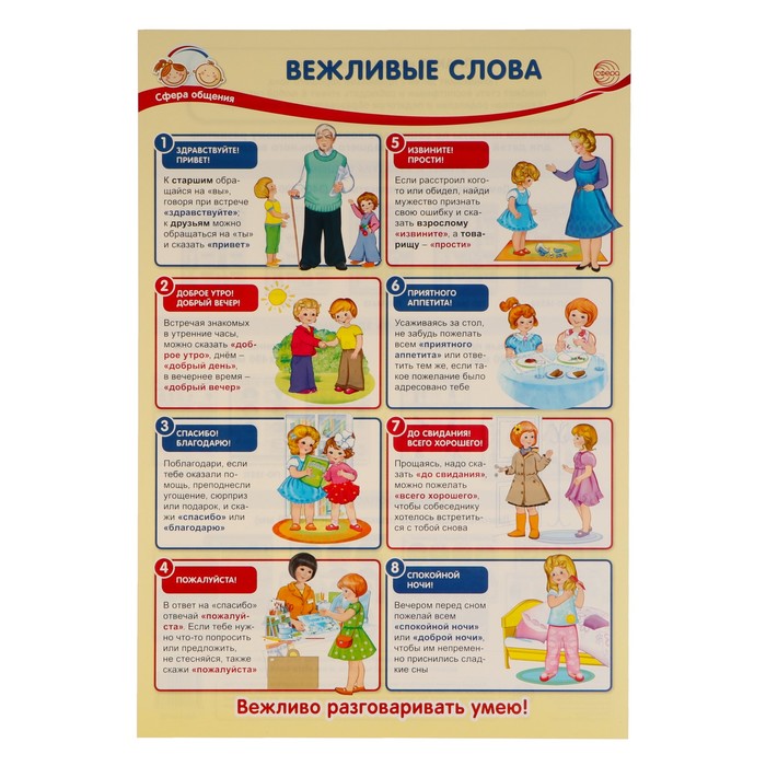 

Плакат "Правила этикета. Вежливые слова" 34х49 см