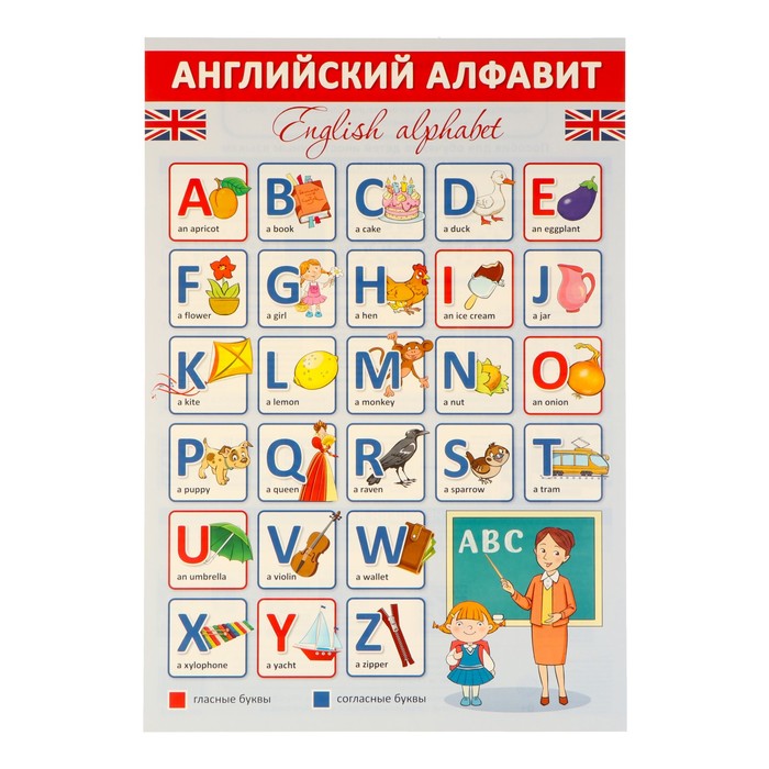 плакат английский алфавит с русской транскрипцией 34х49 см 10 шт Плакат Английский алфавит 34х49 см