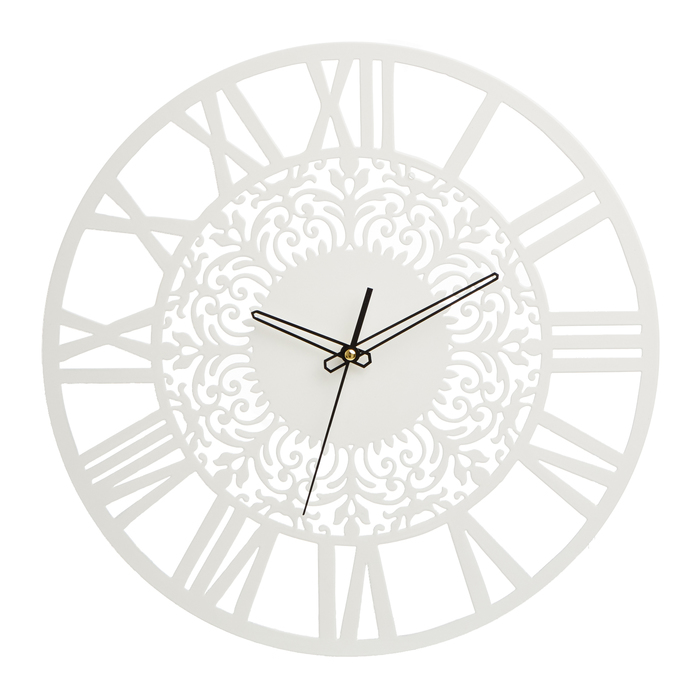 Часы настенные из металла Ажурные, плавный ход, d-40 см
