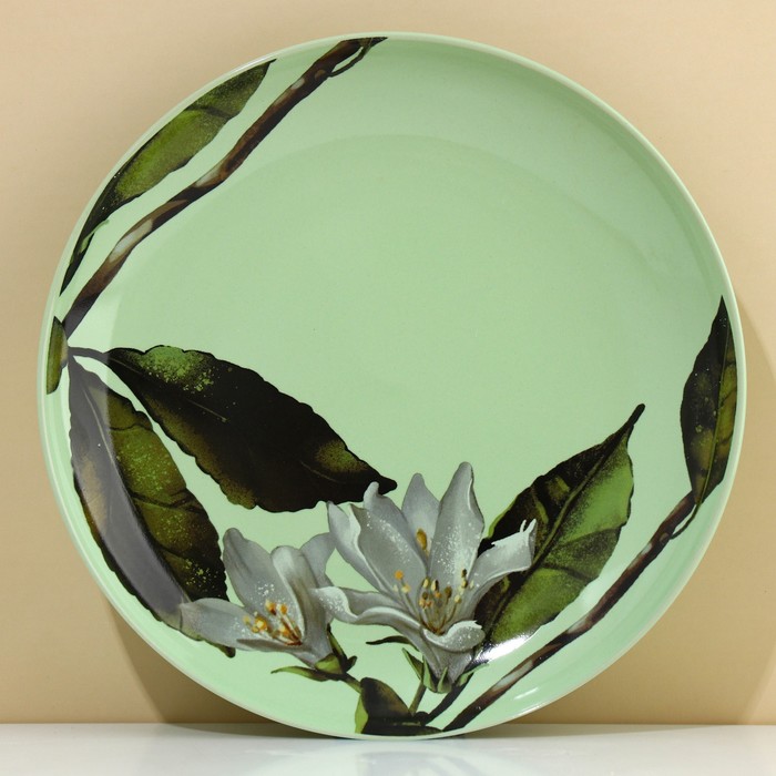 фото Тарелка lemon flowers зеленая, 22,5 см dolce ceramo.