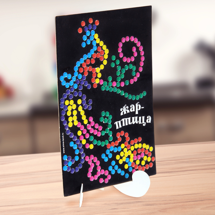 Аппликация круглыми клеевыми стразами "Жар-птица" 6 цветов
