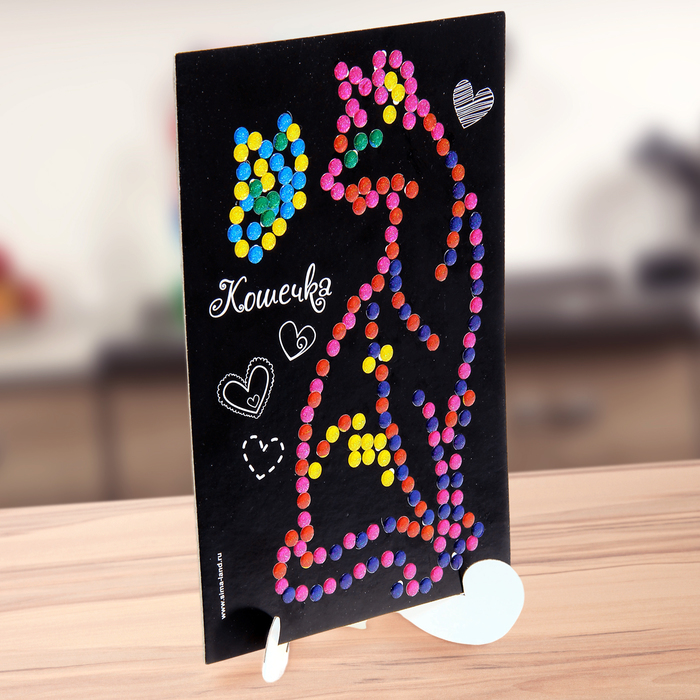 Аппликация круглыми клеевыми стразами "Кошечка" 6 цветов