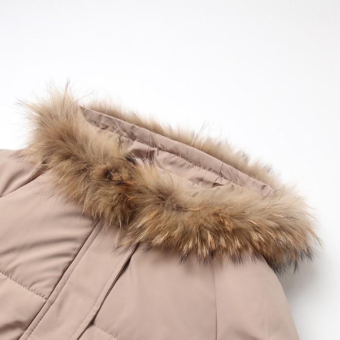 Куртка женская зимняя, цвет бежевый, размер 48