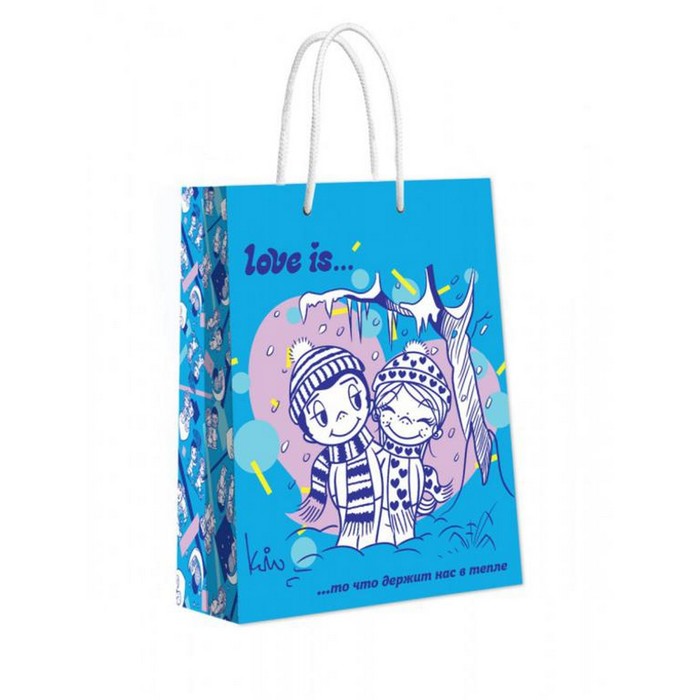 пакет подарочный superman логотип малый голубой Пакет подарочный малый синий, Love is, 180*227*100 мм