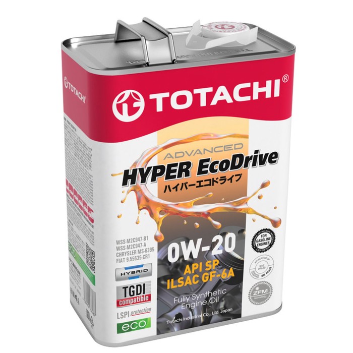 Масло моторное Totachi HYPER Ecodrive Fully 0W-20, SP/RC/GF-6A, синтетическое, 4 л масло моторное totachi hyper ulv синтетическое sp gf 6b 0w 16 1 л