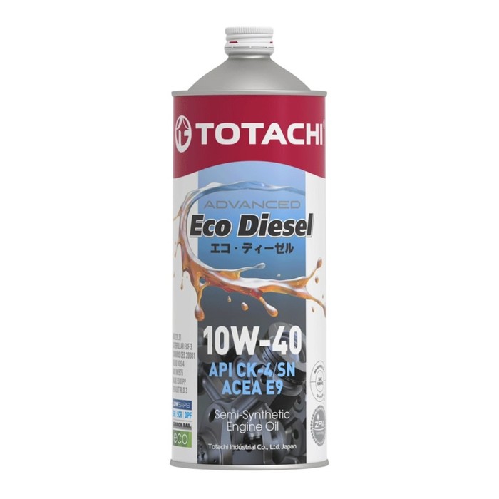 Масло моторное Totachi Eco Diese 10W-40, CK-4/CJ-4/SN, полусинтетическое, 1 л