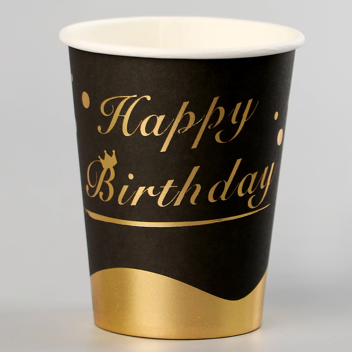 Стаканы бумажные «Золотой день рождения», 6 шт. стаканы бумажные патибум с днем рождения 250мл × 6 шт