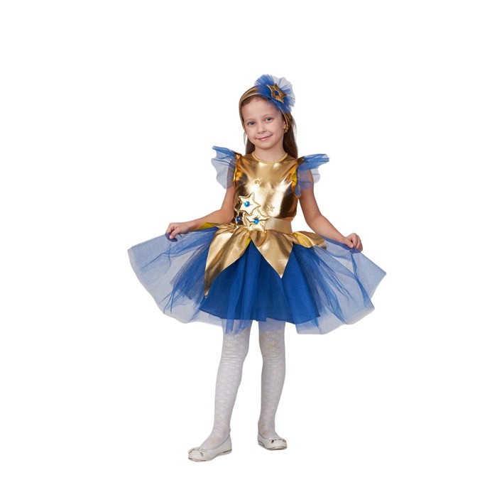 Карнавальный костюм «Звёздочка золотая», платье, повязка на голову, р.128–64 карнавальный костюм звёздочка золотая платье повялка на голову р 146 72