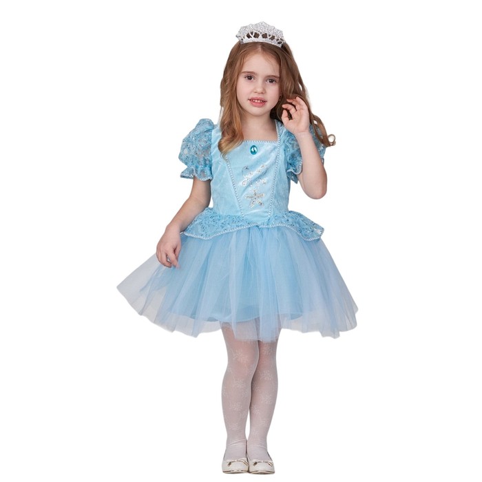 Карнавальный костюм Принцесса-малышка голубая, платье, диадема, р.104-52 костюм карнавальный ёлочка малышка цв зеленый размер 104 см